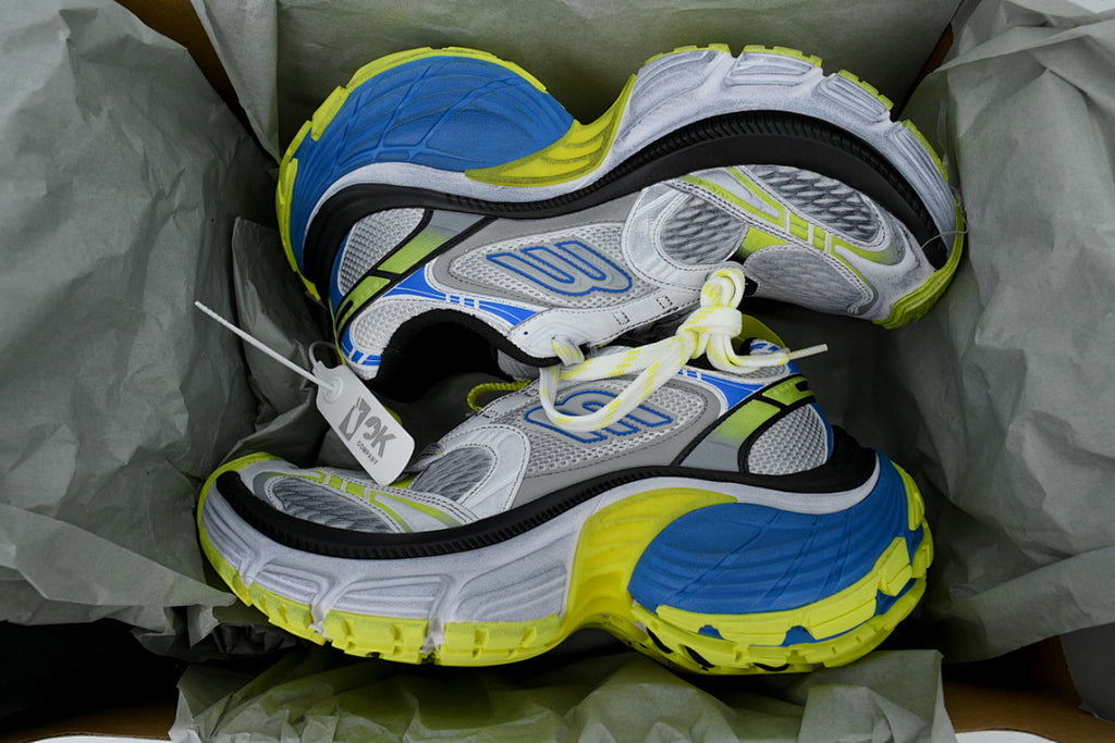Balenciaga Runner Sneaker White Gray Black White Blue Fluorescent Green