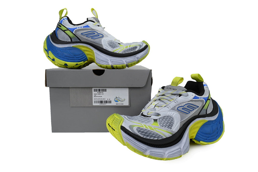 Balenciaga Runner Sneaker White Gray Black White Blue Fluorescent Green