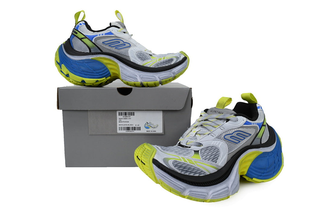 Balenciaga Runner Sneaker White Gray Black White Blue Fluorescent Green