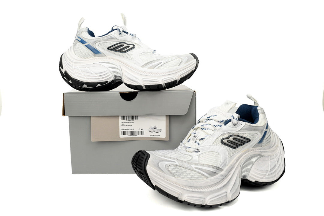 Balenciaga Runner Sneaker White Gray Black White, Black, and Blue