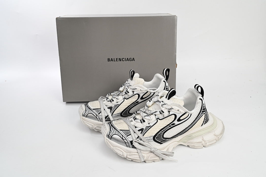 Balenciaga Runner Sneaker Silver Rice White Black