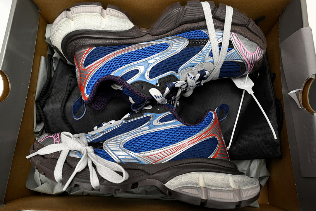 Balenciaga Runner Sneaker Silver Red and Blue