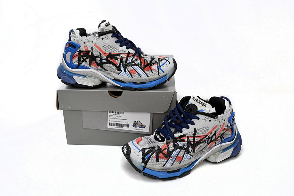 Balenciaga Runner White And Blue Printing