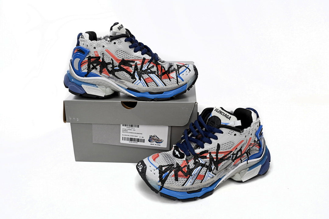 Balenciaga Runner White And Blue Printing