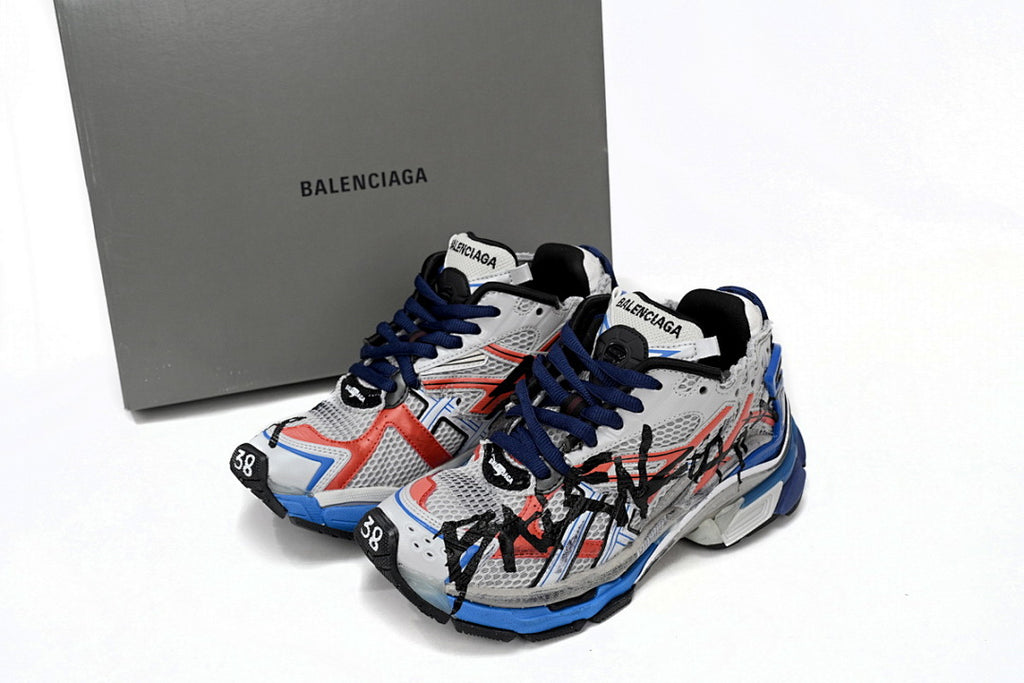 Balenciaga Runner White And Blue Printing