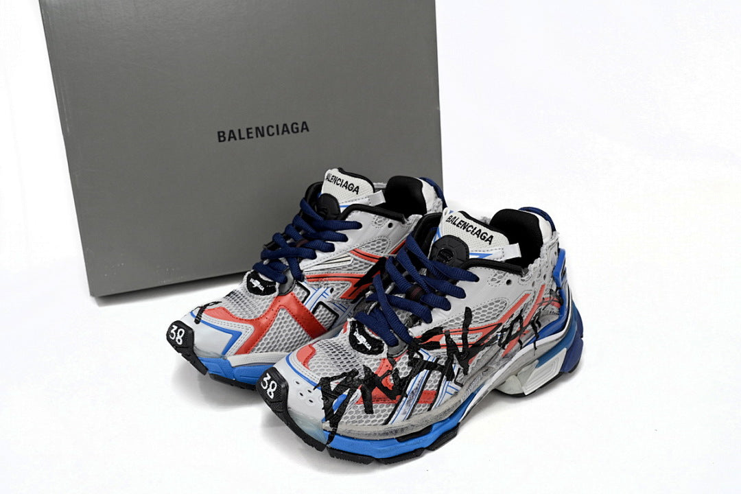 Balenciaga Runner White And Blue Printing