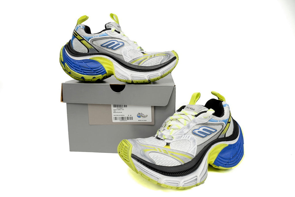 Balenciaga Runner Sneaker White Gray Black White Blue Fluorescent Green