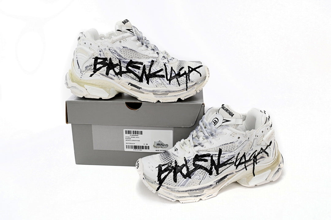 Balenciaga Runner White And Black Characters