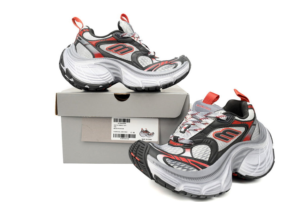 Balenciaga Runner Sneaker White Gray Black Grey Black Red