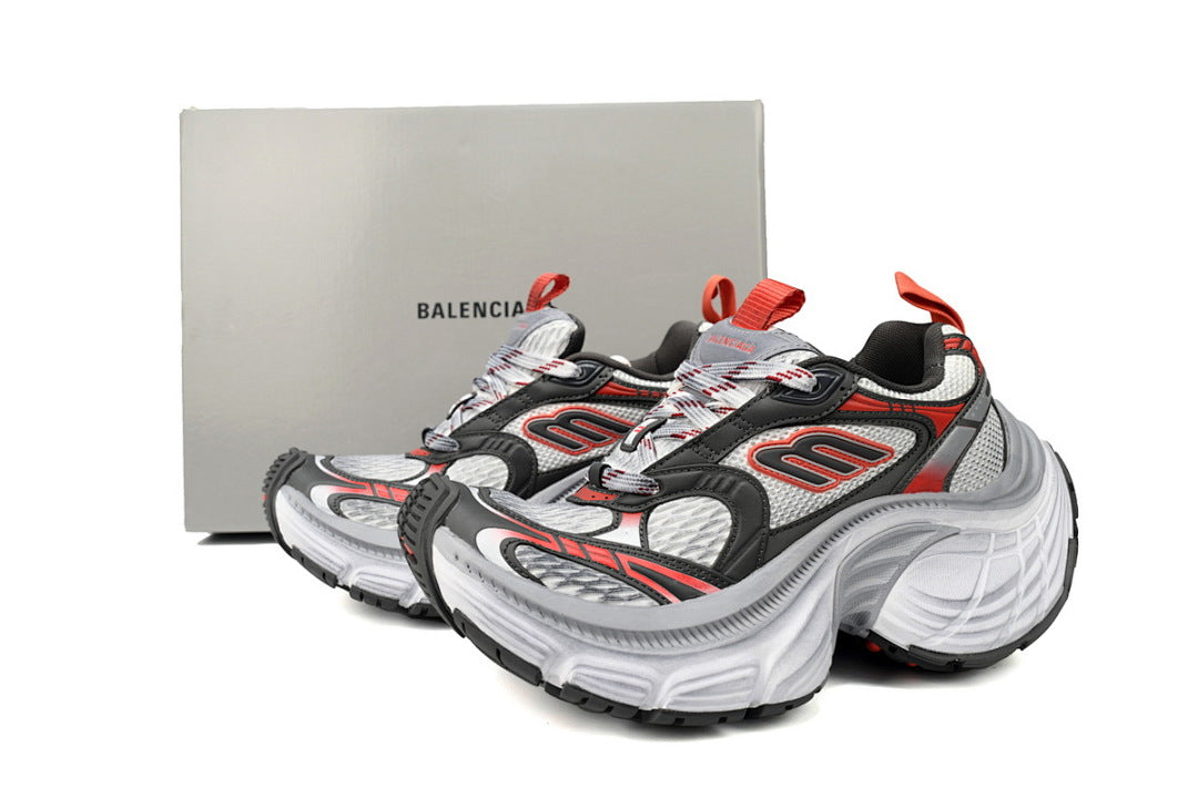 Balenciaga Runner Sneaker White Gray Black Grey Black Red